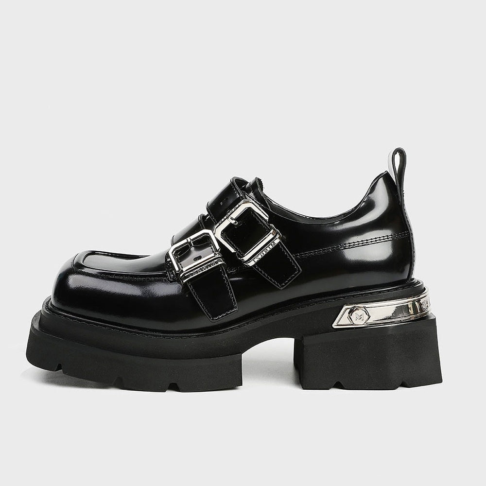 High-length boot-cut black design shoes  OR0900