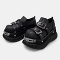 Gothic punk simple black belt design sneakers  OR0902