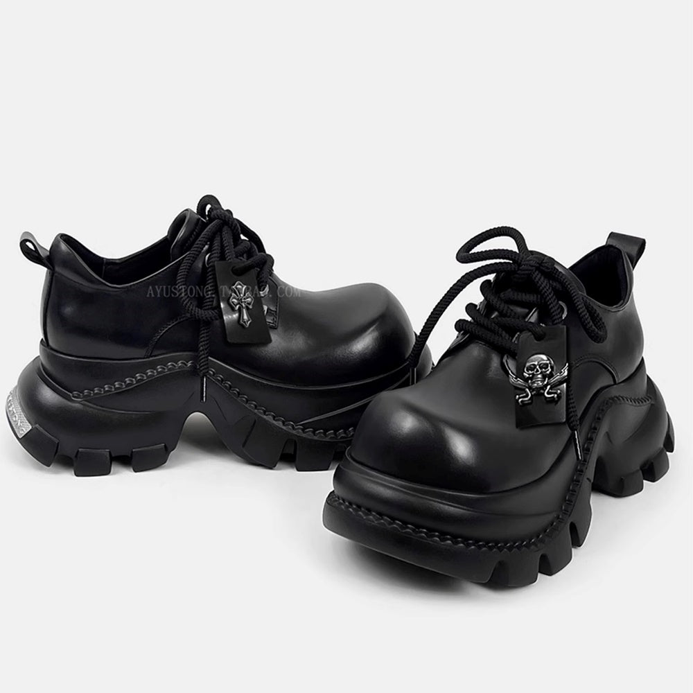 Curve style wave skull design platform sneakers  OR0903