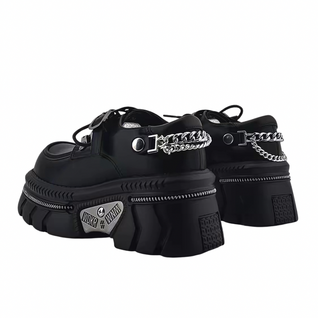 Belt back chain design gimmick black sneaker boots  OR0907