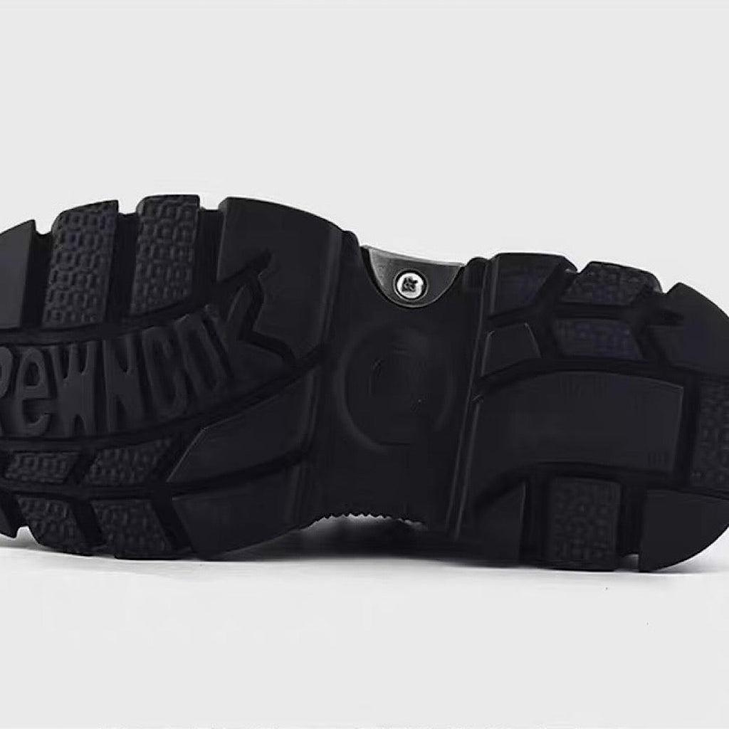 Belt back chain design gimmick black sneaker boots  OR0907