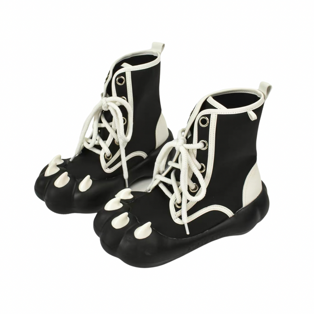 Line art design animal claw high-top sneakers  OR0908