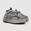 Multi-lace design muted color stained sneakers  OR0909
