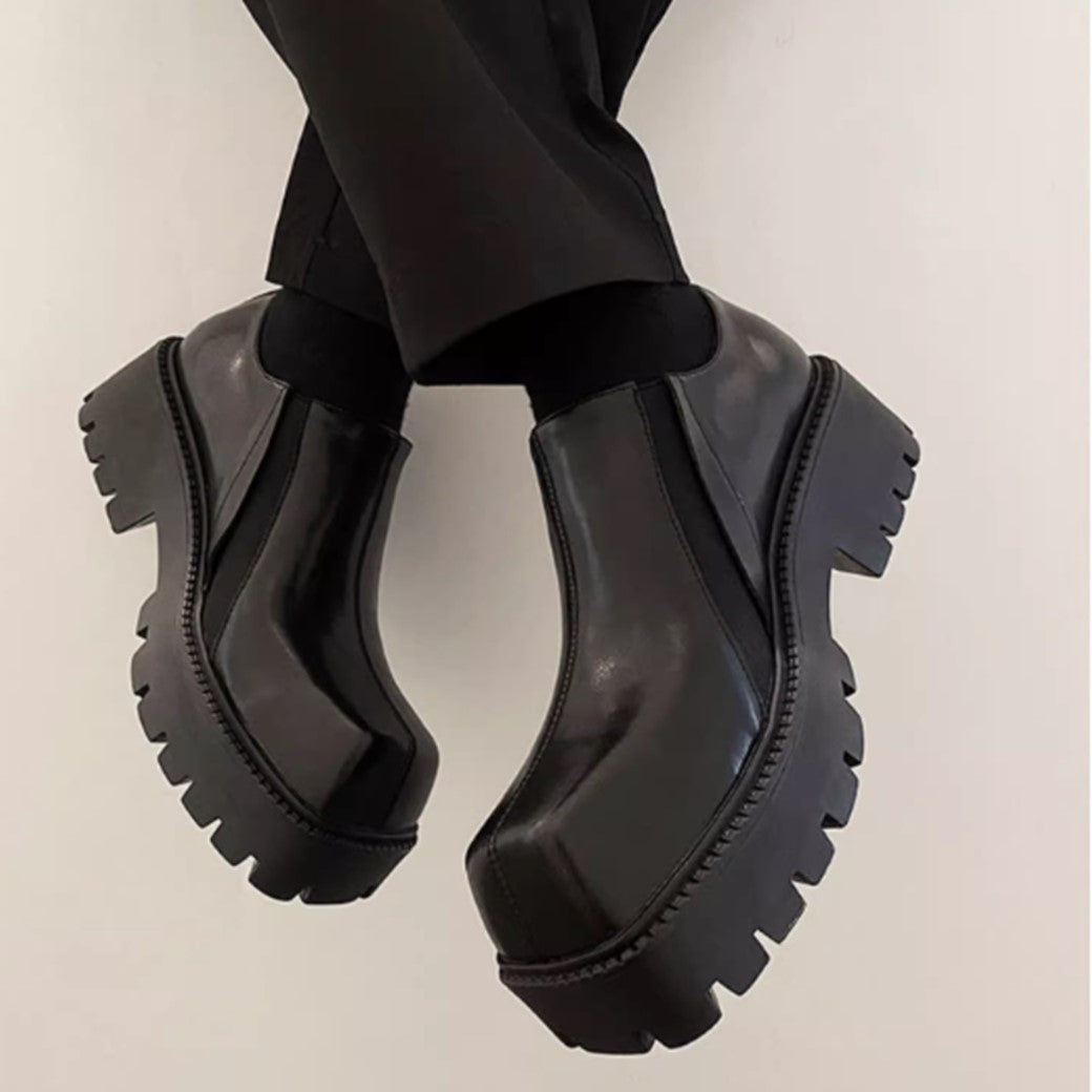 Simple normalized design knotted leather sneaker boots  OR0912
