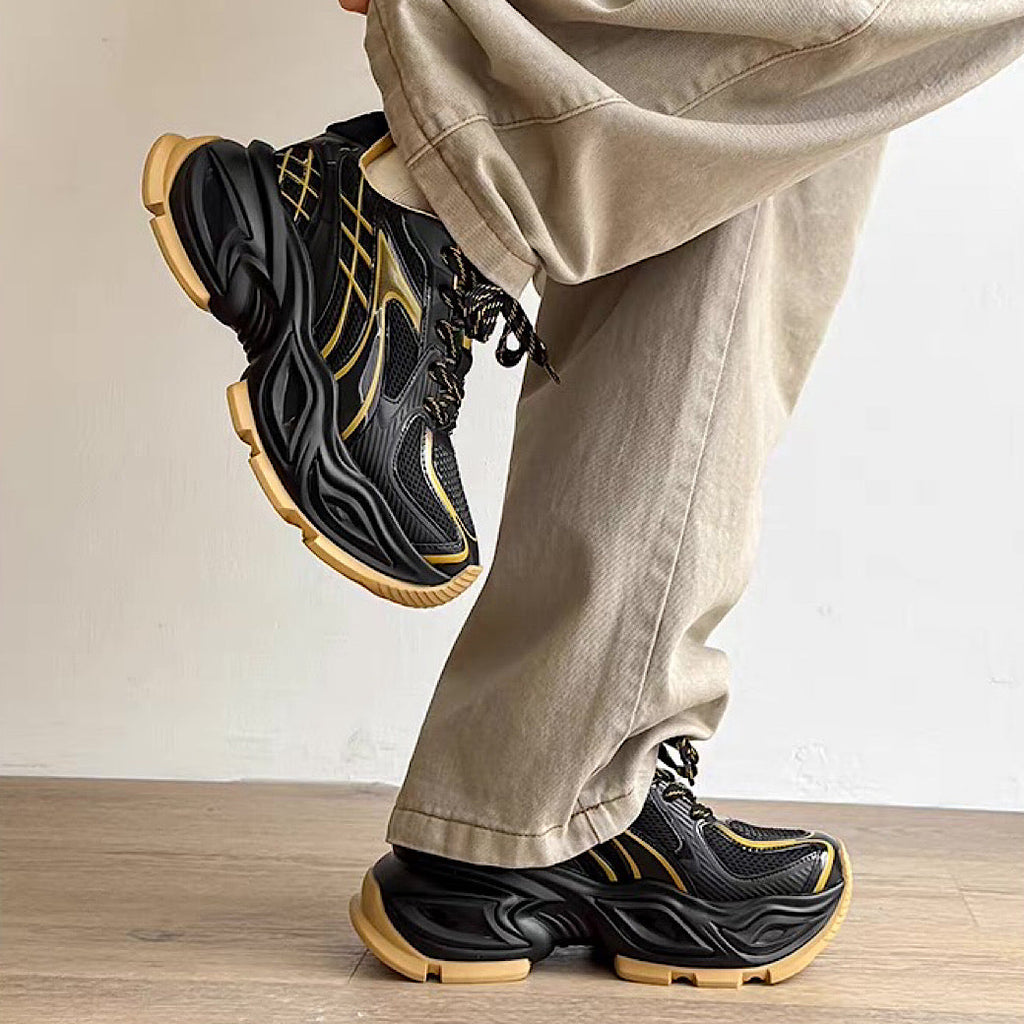 High-top sole silhouette block design casual platform sneakers  OR0918