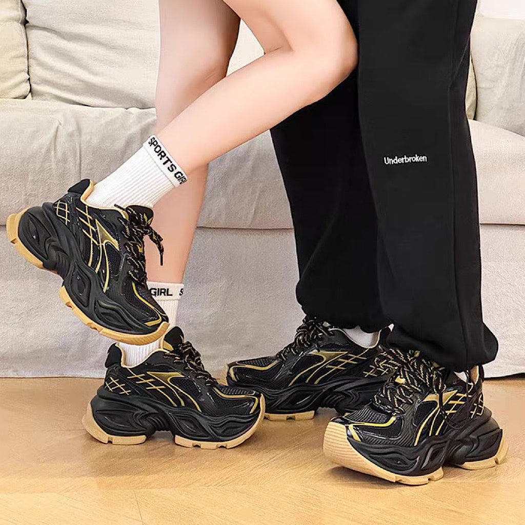High-top sole silhouette block design casual platform sneakers  OR0918