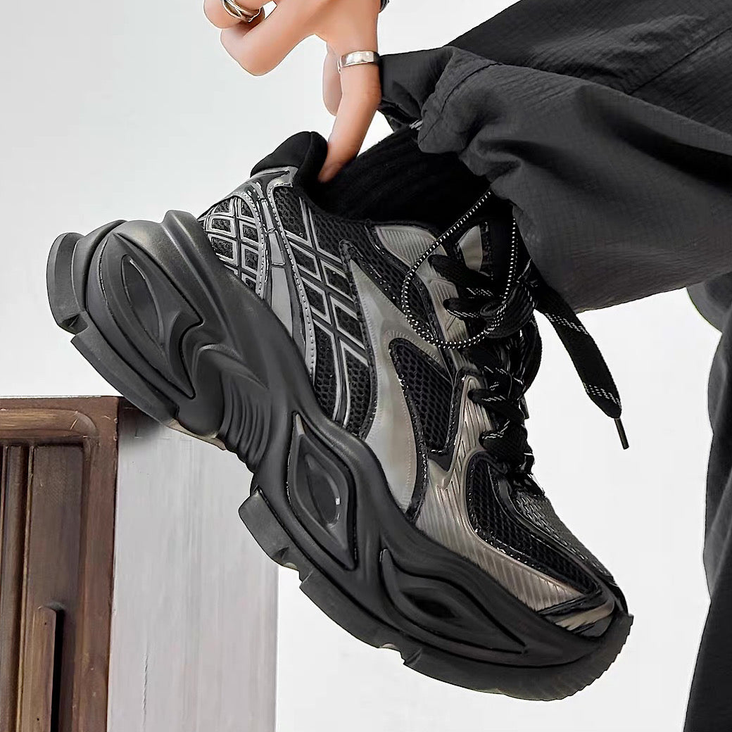 High-top sole silhouette block design casual platform sneakers  OR0918