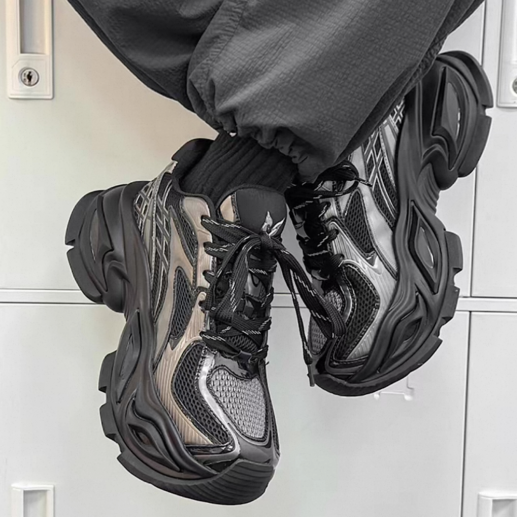 High-top sole silhouette block design casual platform sneakers  OR0918