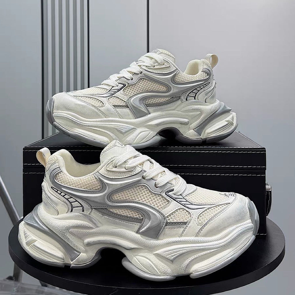 Edgy Dirt-Design Wavy-Sole Platform Sneakers  OR0925