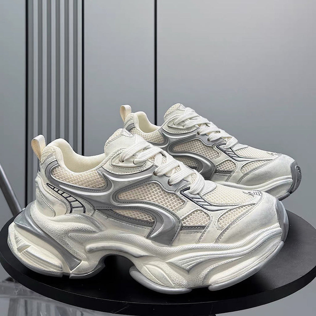 Edgy Dirt-Design Wavy-Sole Platform Sneakers  OR0925
