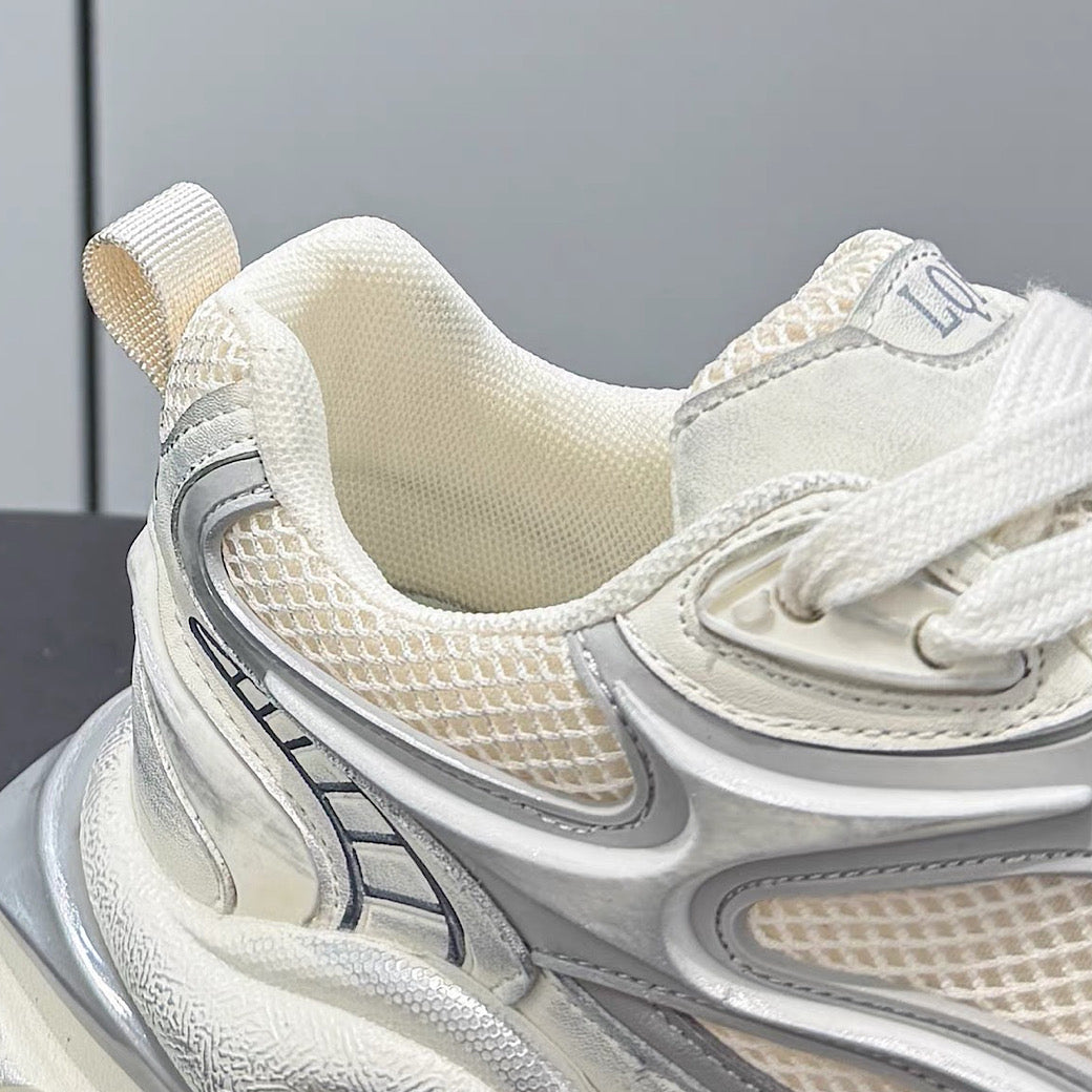 Edgy Dirt-Design Wavy-Sole Platform Sneakers  OR0925