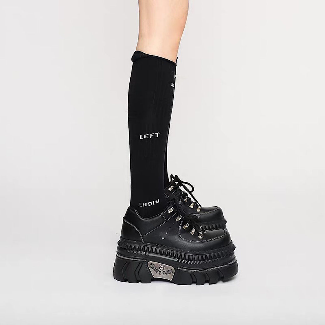 High-up platform silhouette black casual sneakers  OR0930
