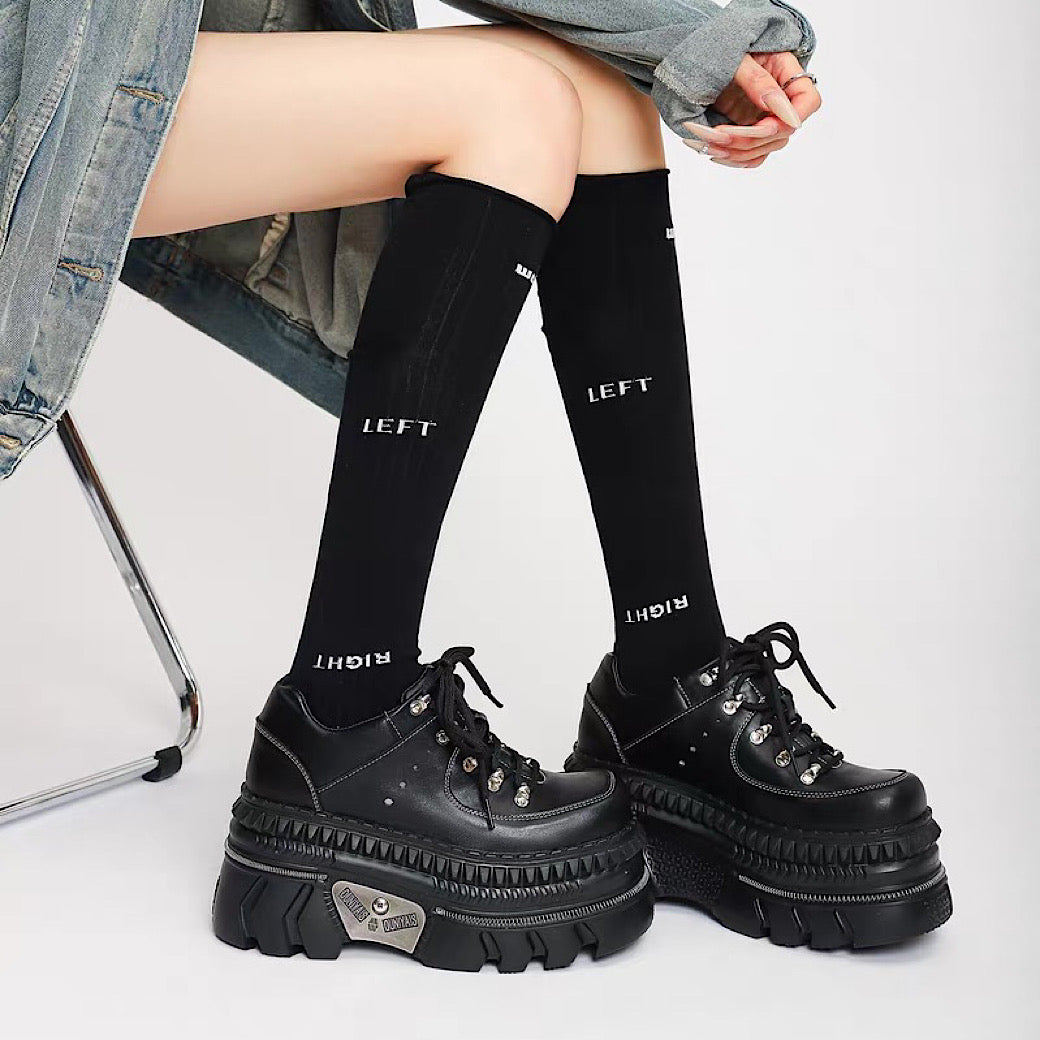 High-up platform silhouette black casual sneakers  OR0930