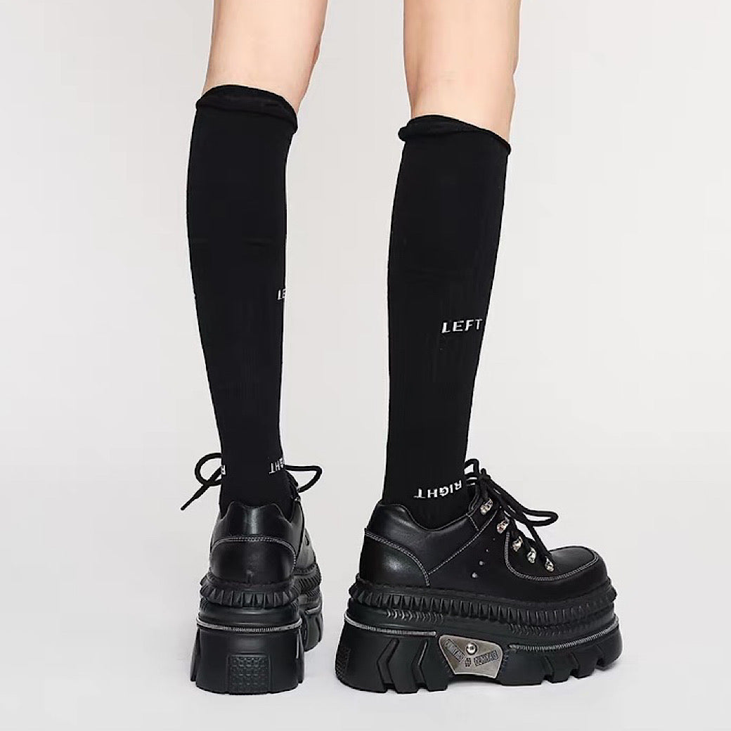 High-up platform silhouette black casual sneakers  OR0930