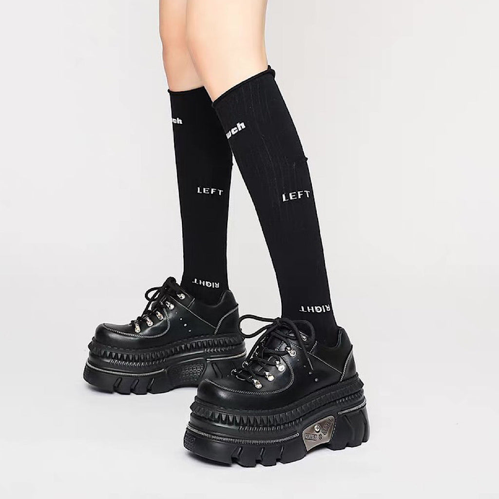 High-up platform silhouette black casual sneakers  OR0930