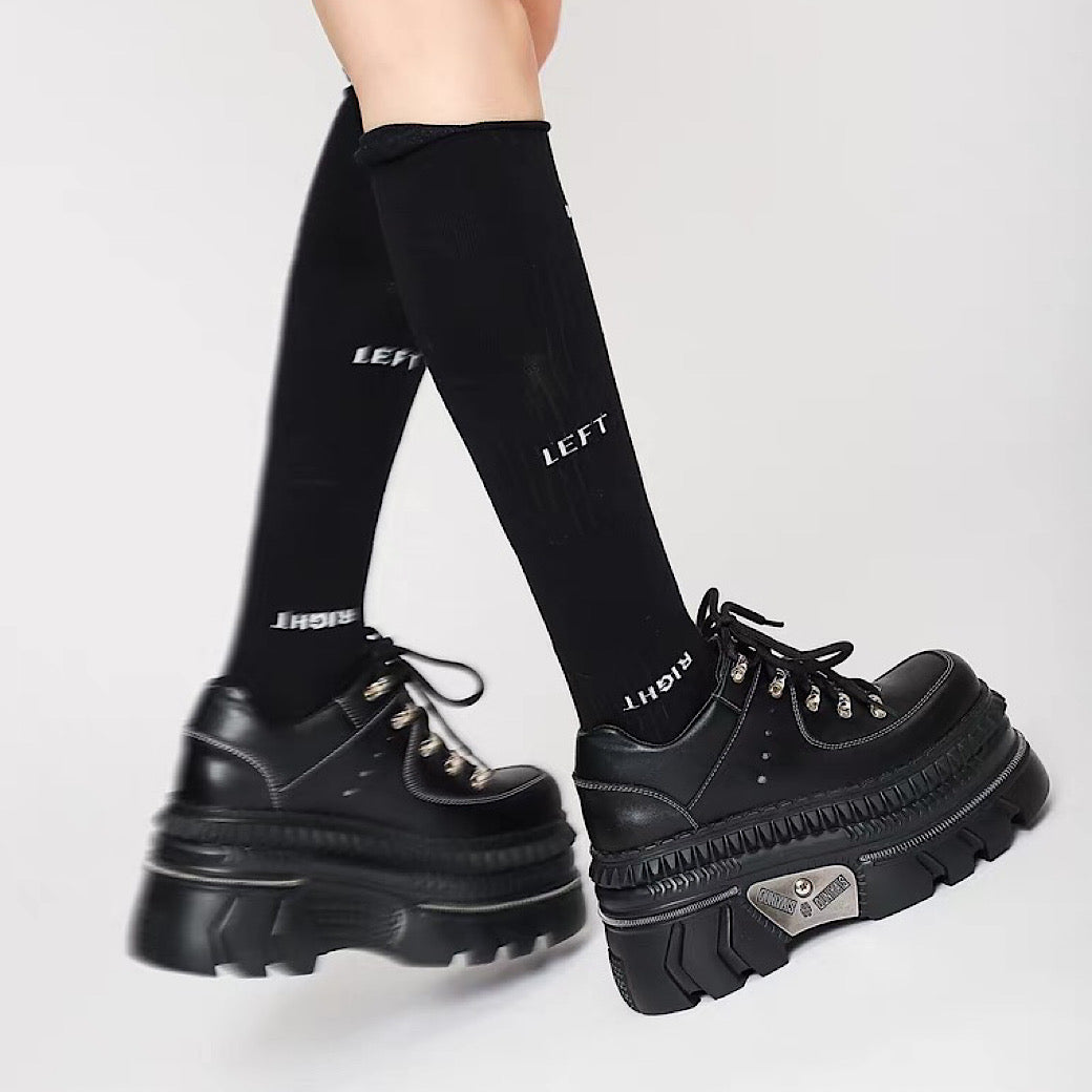 High-up platform silhouette black casual sneakers  OR0930