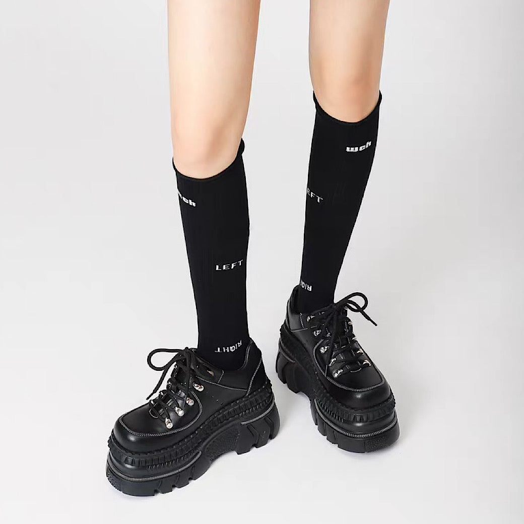 High-up platform silhouette black casual sneakers  OR0930