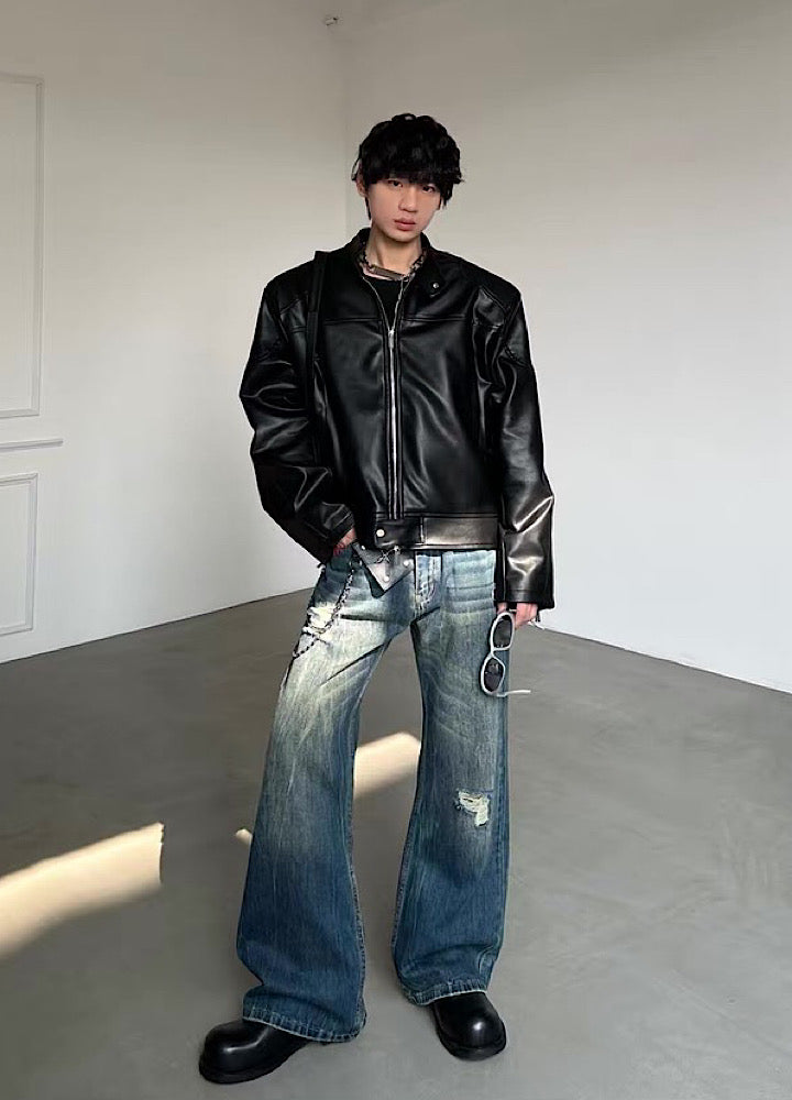Glossy black dad sole simple design sneakers  OR0932