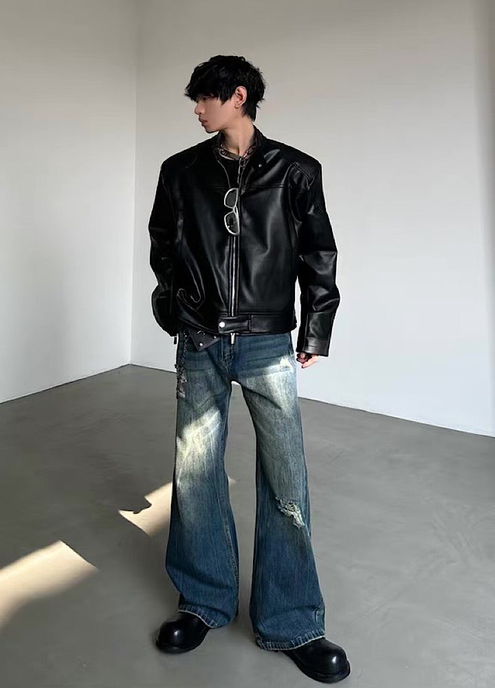 Glossy black dad sole simple design sneakers  OR0932