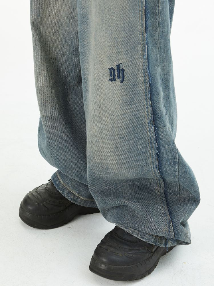 Side low edge design loose jeans  OR0936