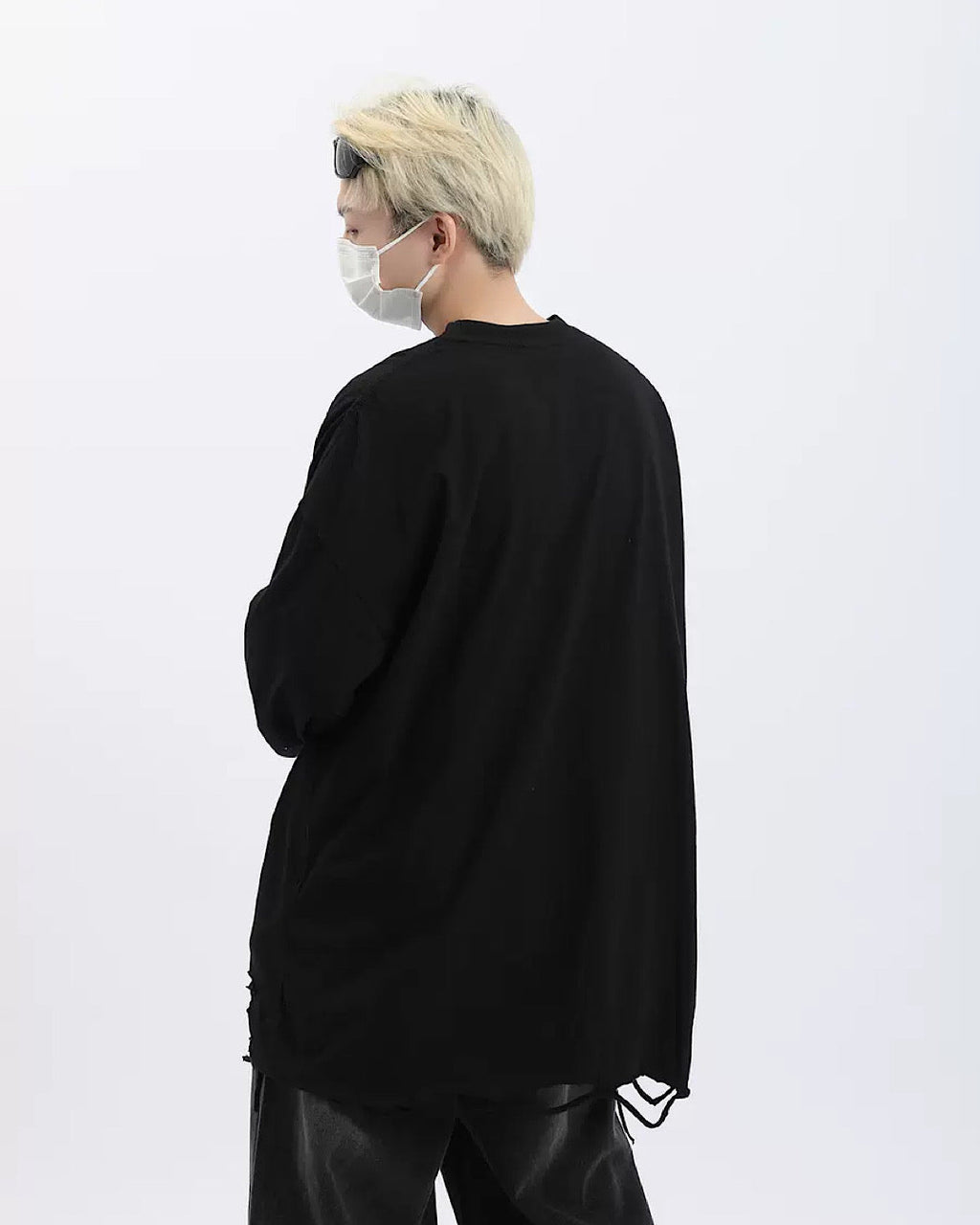 Hemless Damaged Simple T-Shirt  OR0937