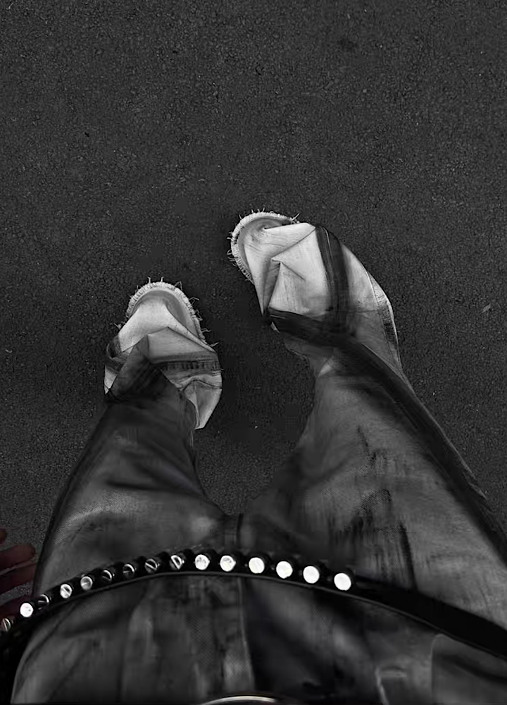 Slash type washed design flare denim pants  OR0938