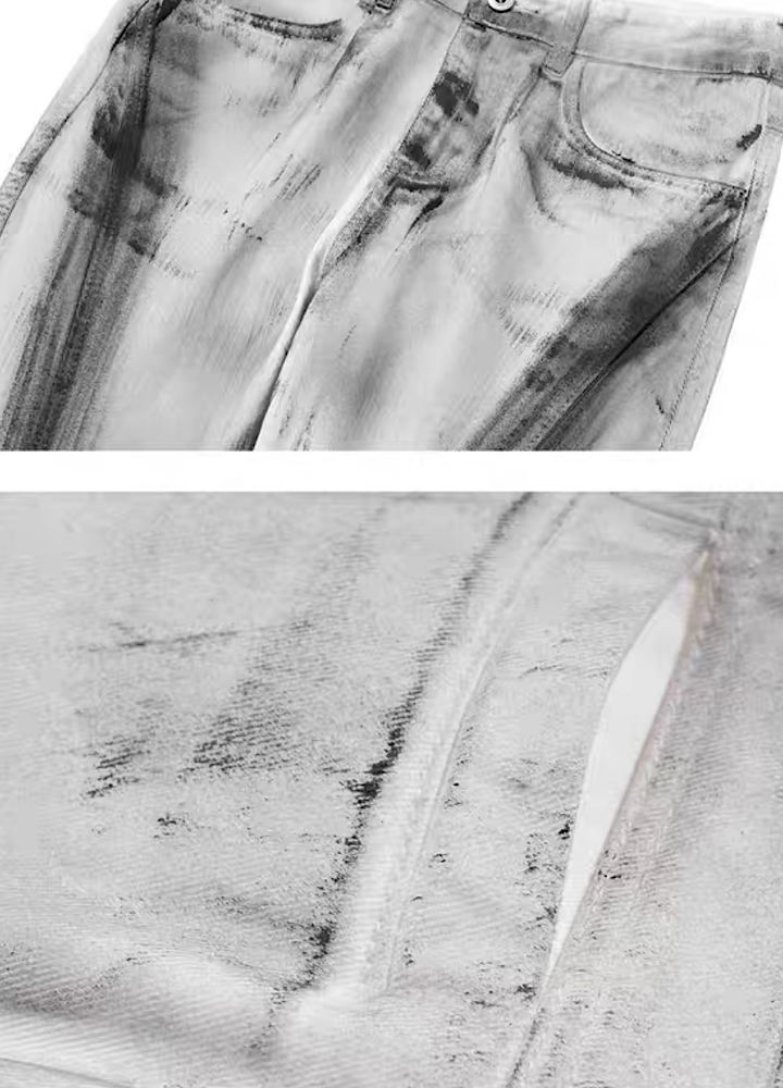 Slash type washed design flare denim pants  OR0938