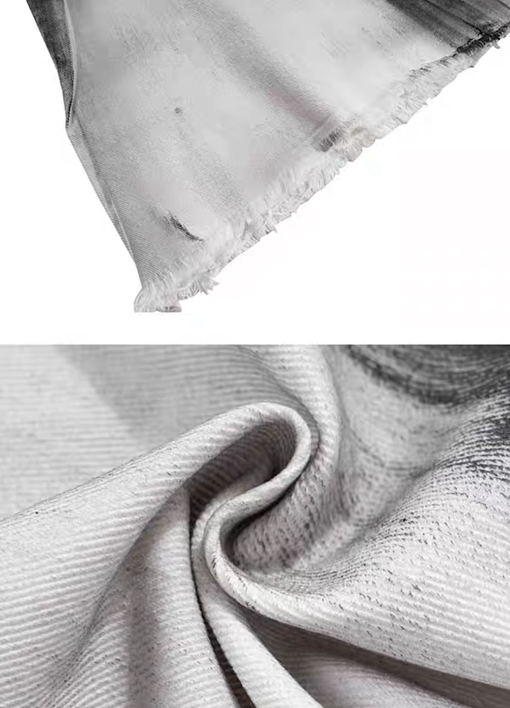 Slash type washed design flare denim pants  OR0938