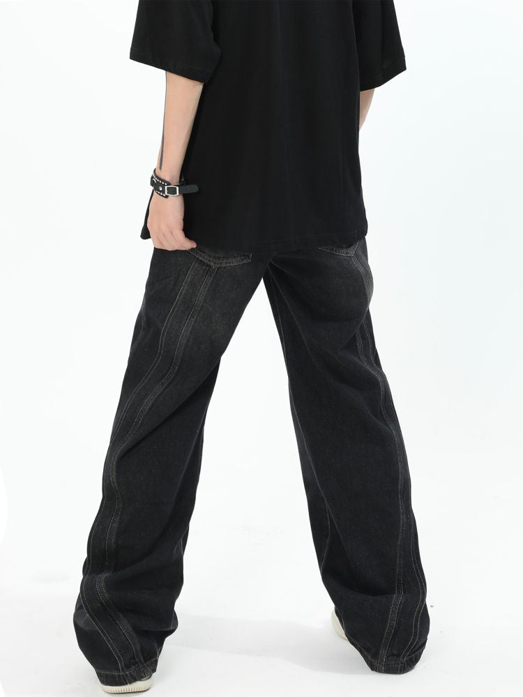 Stitch design wide leg jeans  OR0940