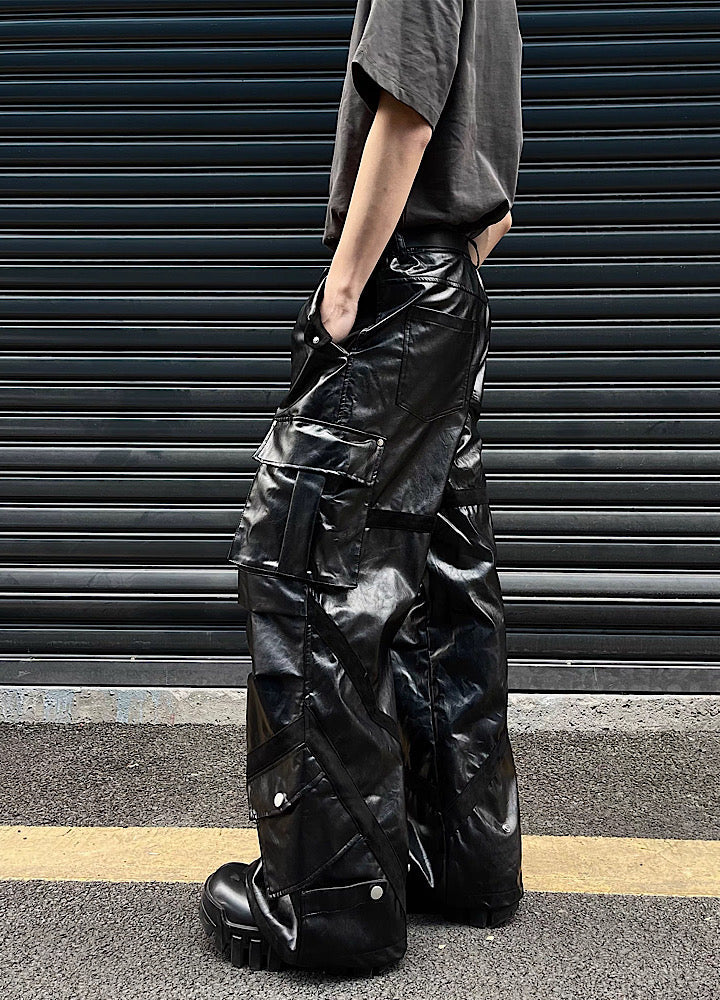Classic shiny chiramic design leather pants  OR0943