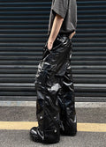 Classic shiny chiramic design leather pants  OR0943