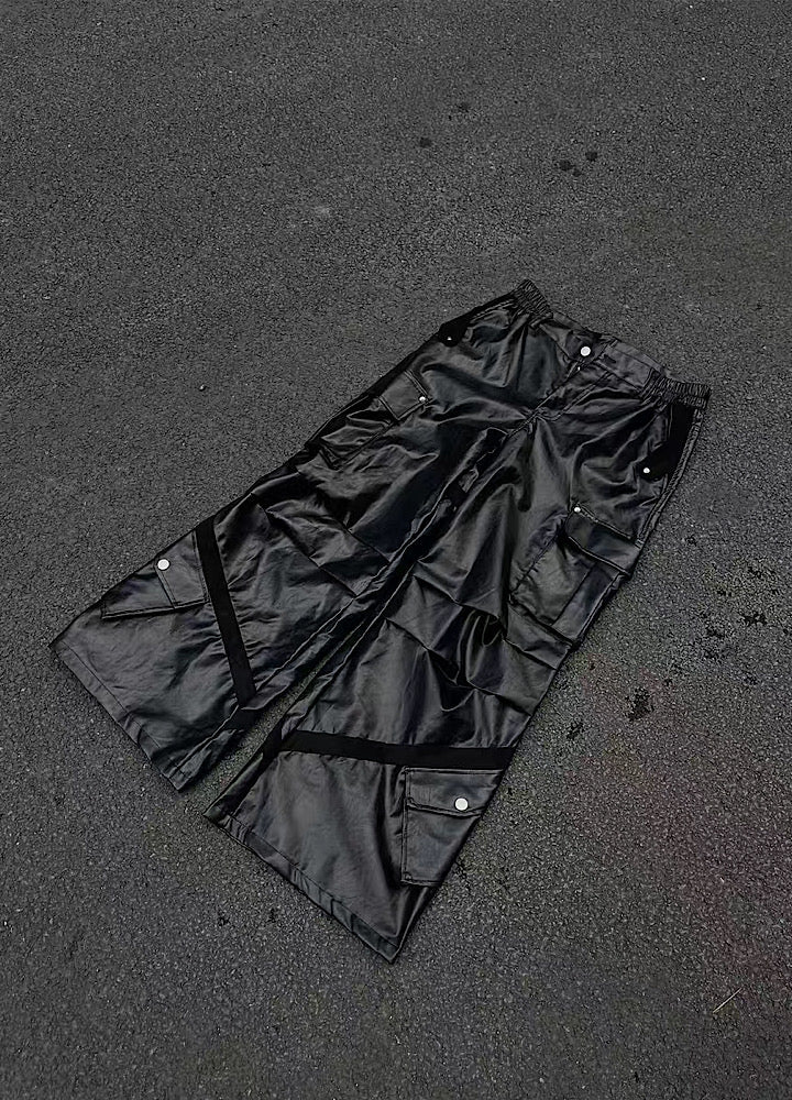 Classic shiny chiramic design leather pants  OR0943