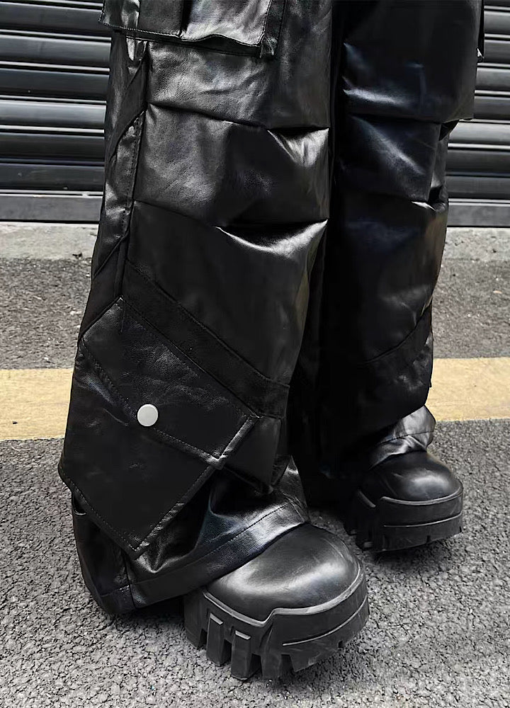 Classic shiny chiramic design leather pants  OR0943
