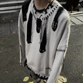 Dirt ghost design mid-damage knit sweater  OR0944