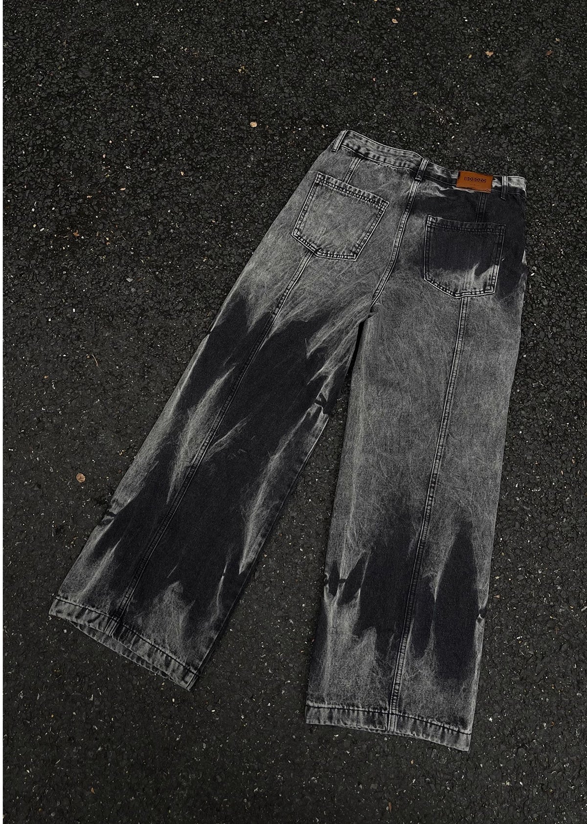Random wash processing gimmick design gray denim pants  OR0948