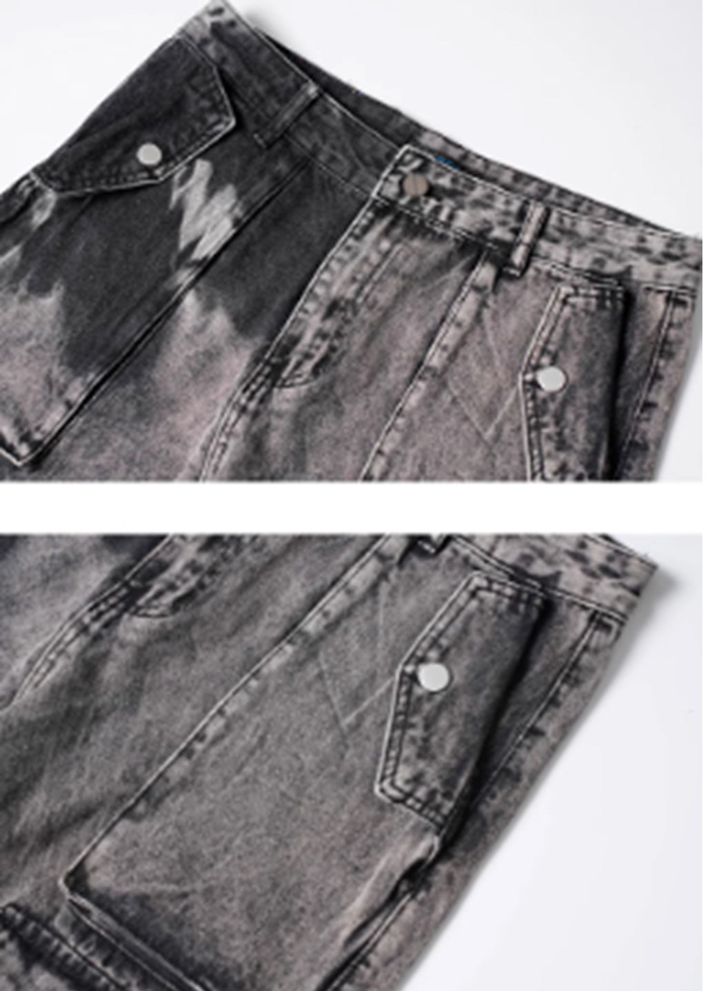 Random wash processing gimmick design gray denim pants  OR0948