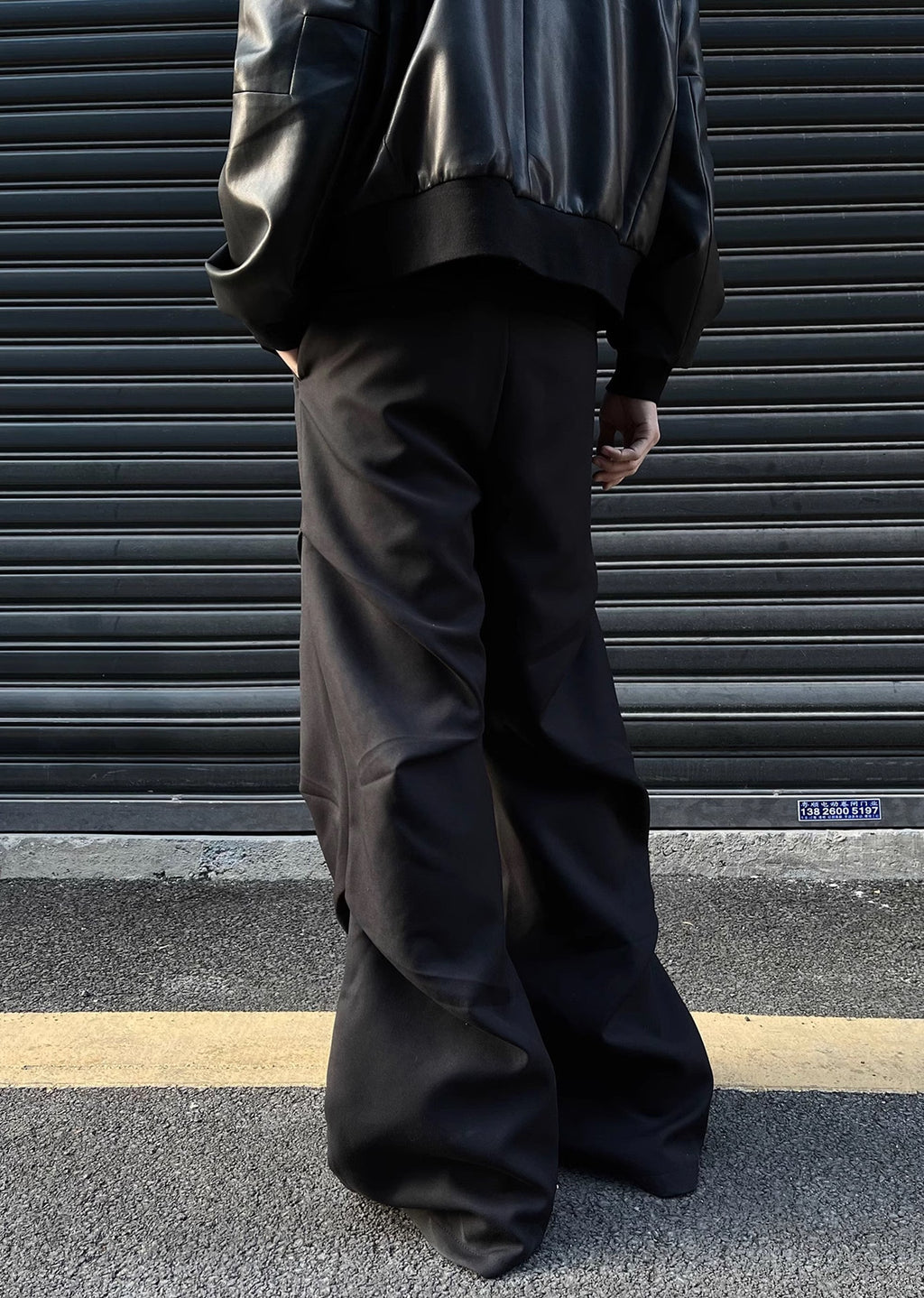 Unique cross gimmick silhouette simple design slacks pants  OR0950