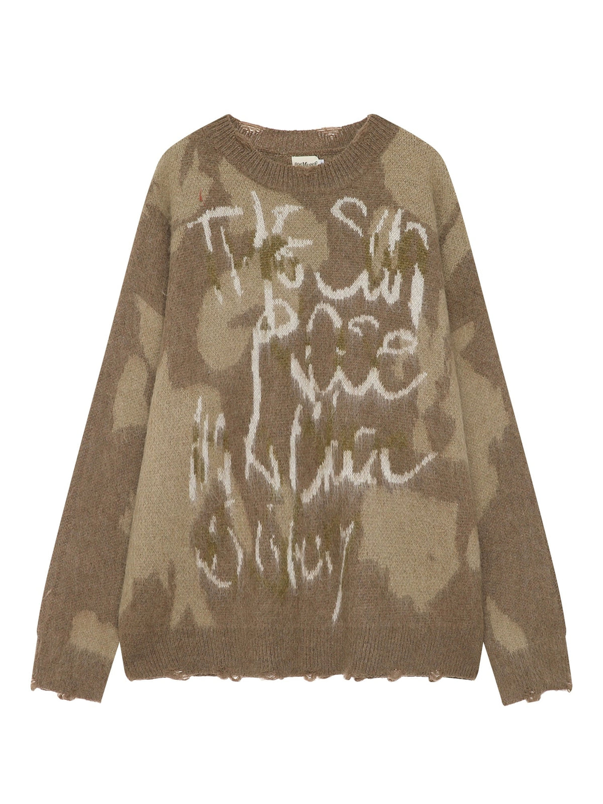 Doodle style random coloring silhouette knit sweater  OR0953