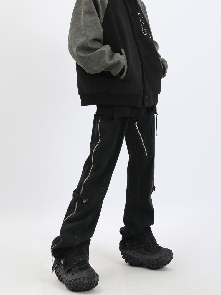 Washed side zipper flared jeans  OR0955