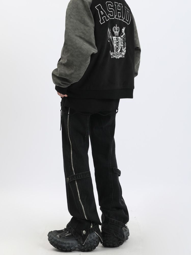 Washed side zipper flared jeans  OR0955