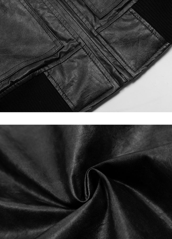 Vintage style synthetic leather high neck jacket  OR0963