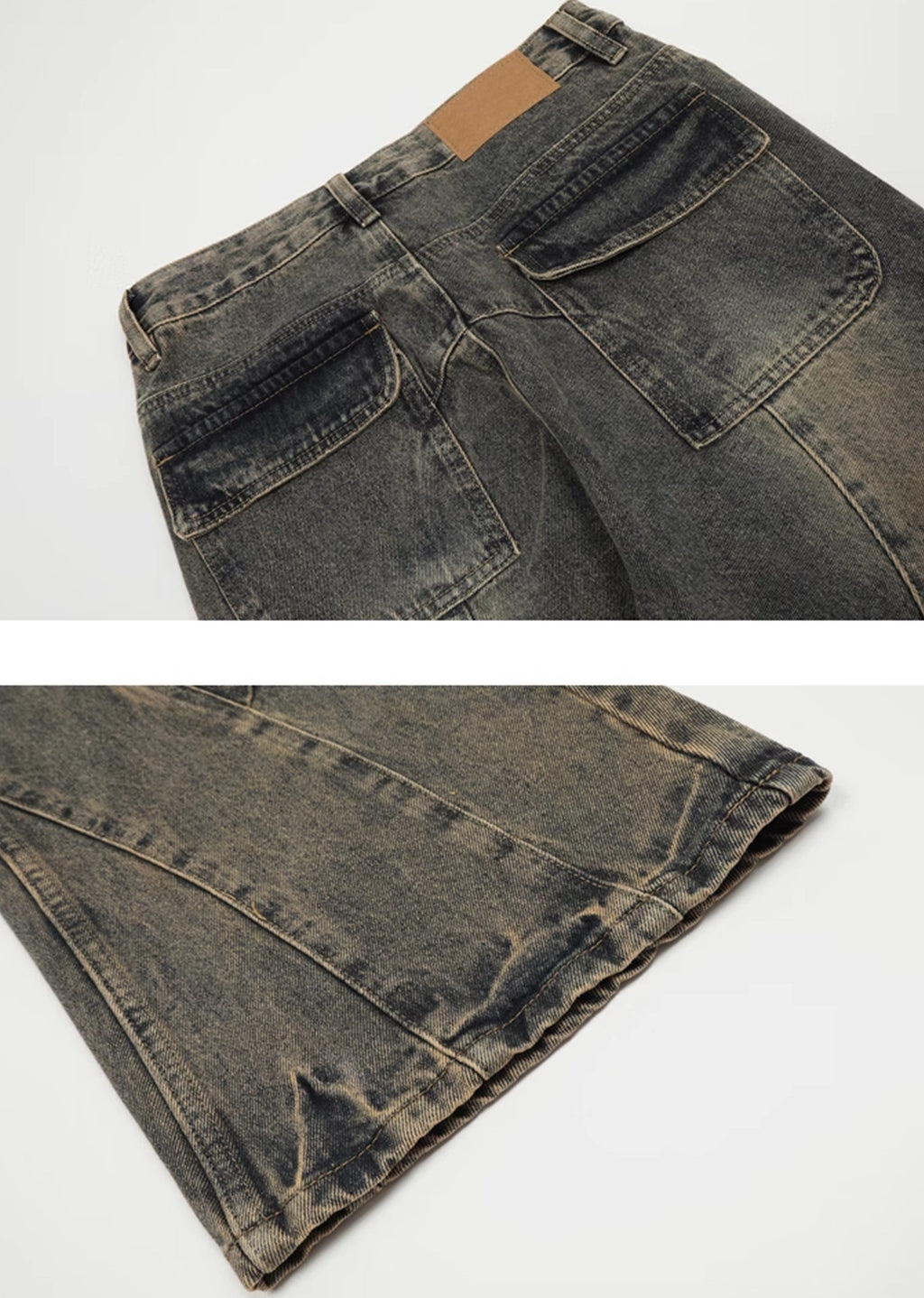 Dull vintage grey oversized denim pants  OR0965