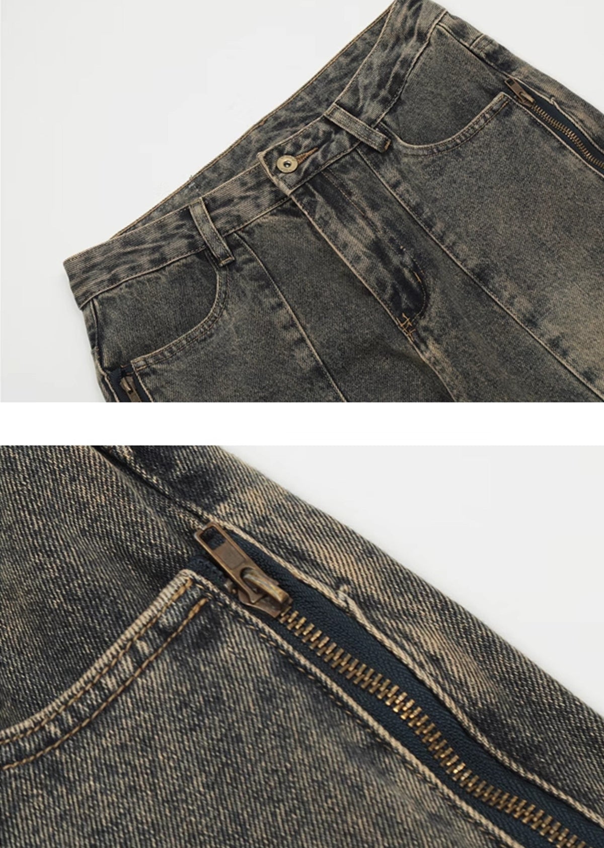 Dull vintage grey oversized denim pants  OR0965