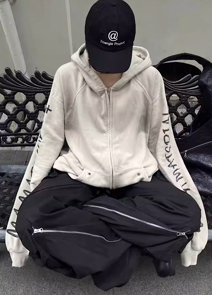 Long sleeve back initial design hoodie  OR0969