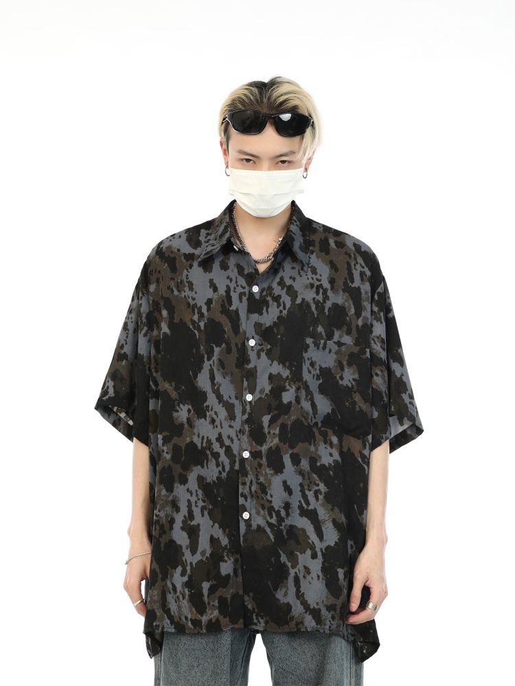 Ink print oversized drape shirt  OR0970