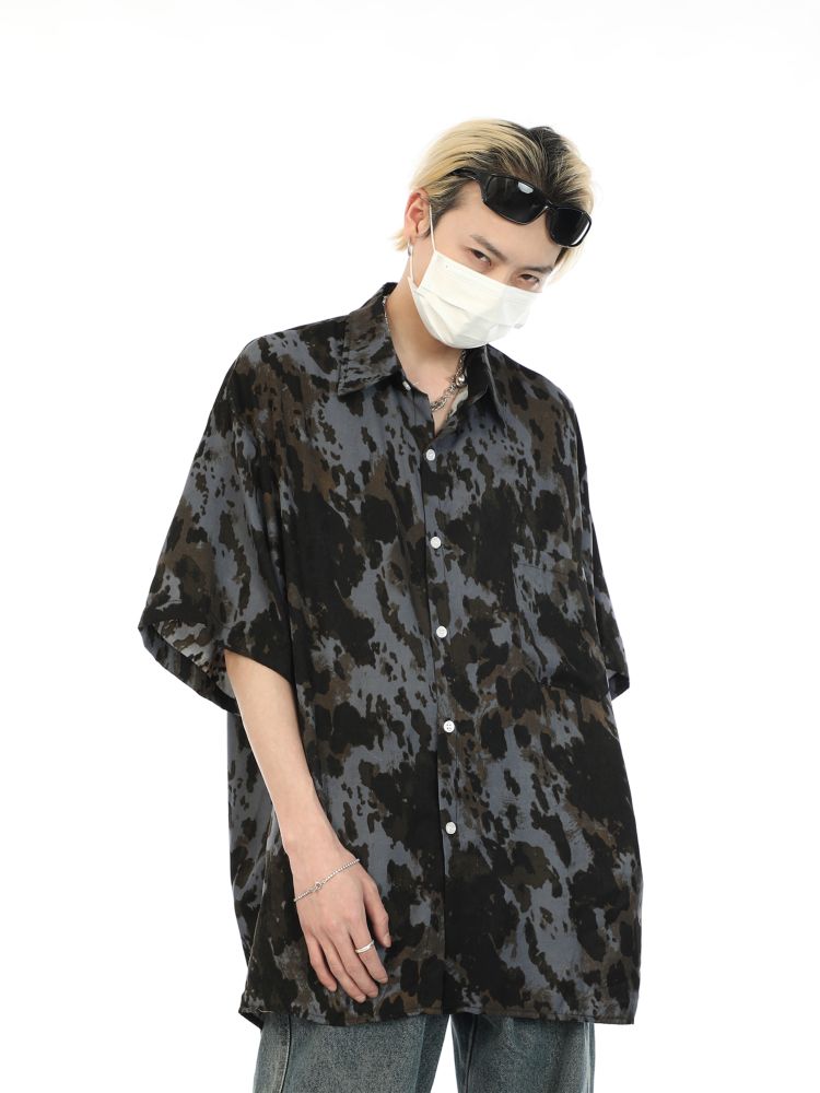 Ink print oversized drape shirt  OR0970