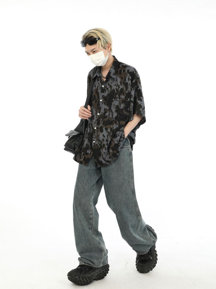 Ink print oversized drape shirt  OR0970
