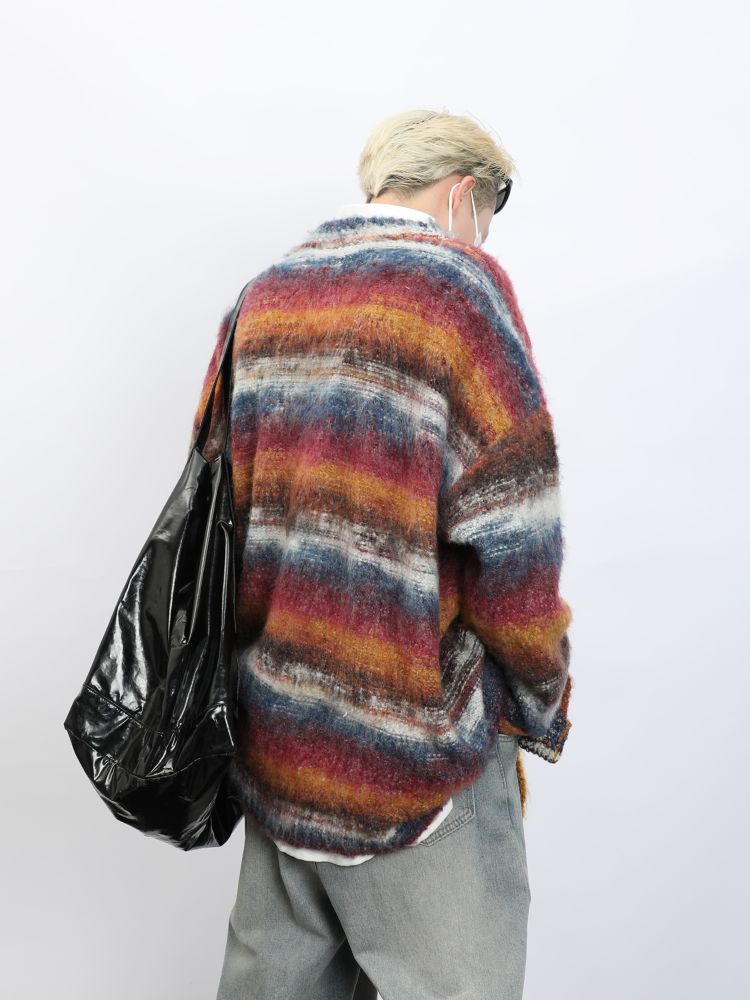 Rainbow color loose cardigan  OR0971