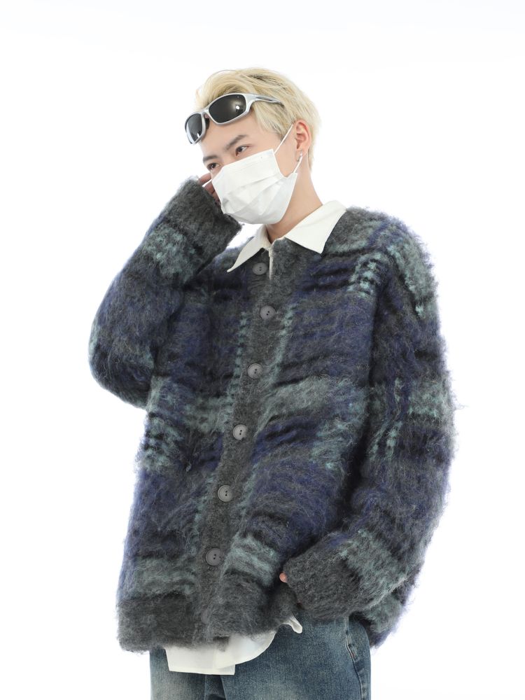 Retro color plaid sweater  OR0972