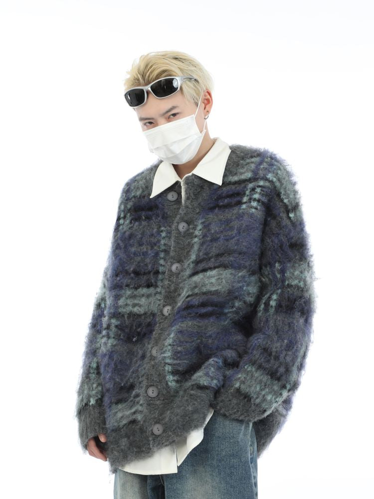 Retro color plaid sweater  OR0972